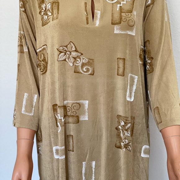 Carolyn Strauss Collection Plus Size 1X Tunic Beige Brown White Designer Chic - Picture 7 of 7